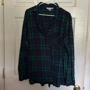 Blue and Green Plaid Button Down